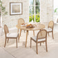 Panama 18.5" Curved Cane Rattan Side Dining Chair, Set of 2