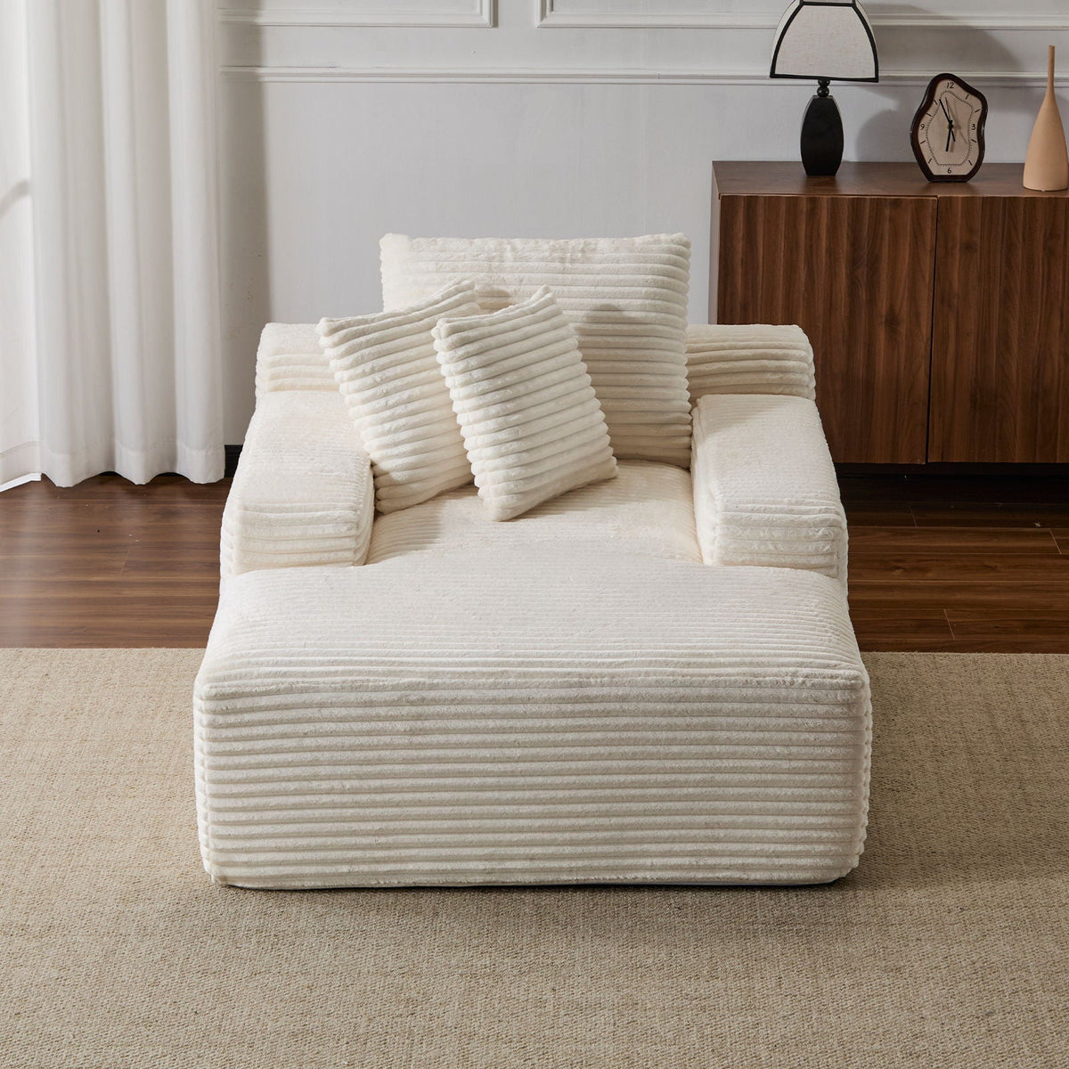Oversized Chaise Lounge Chair Cozy Cloud Couch With 3 Throw Pillows And Wide Armrest - view 9
