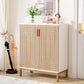 31.5" White & Natural Wood Shoe Cabinet