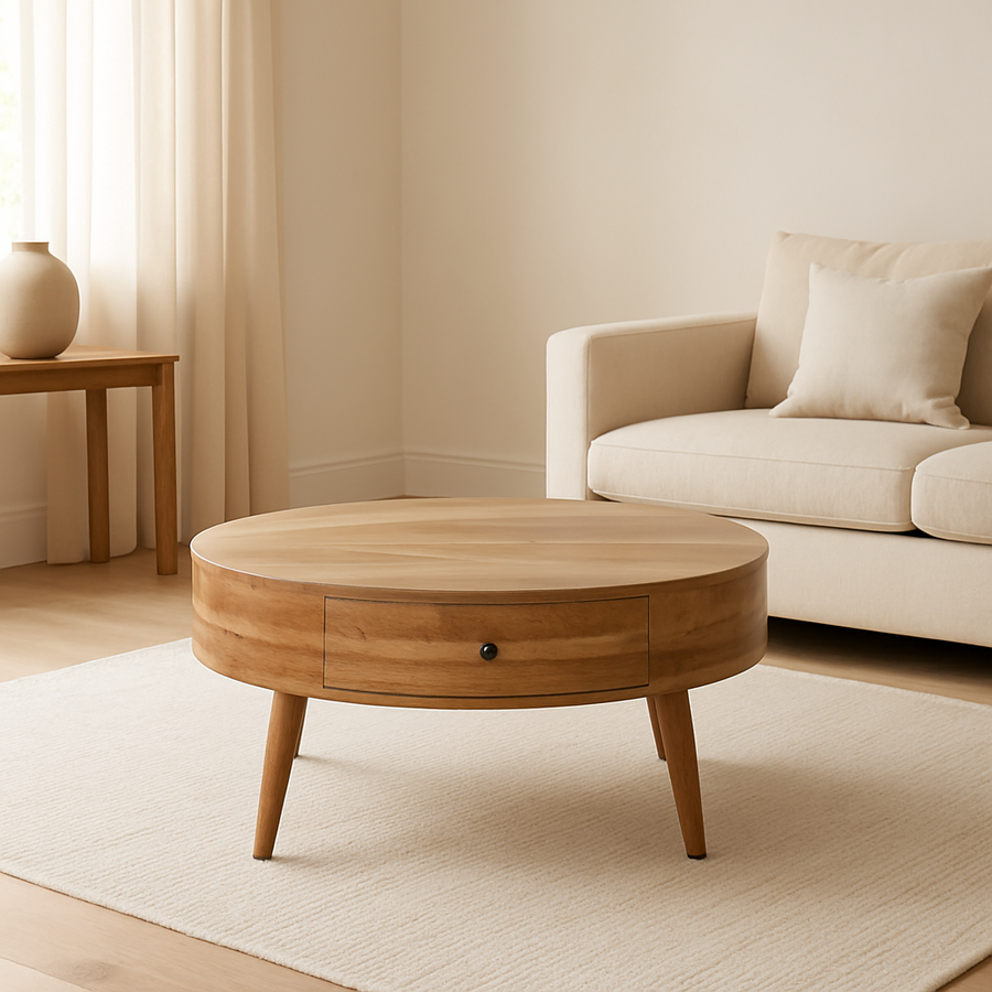 Solid Wood Odyssey Coffee Table with 2 Drawers - Oak Finish