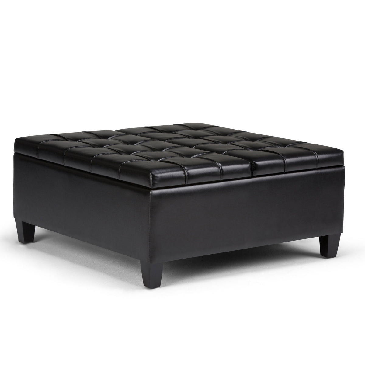 Large Storage Ottoman Coffee Table with Split Lift-Top - Faux Leather, Multiple Colors