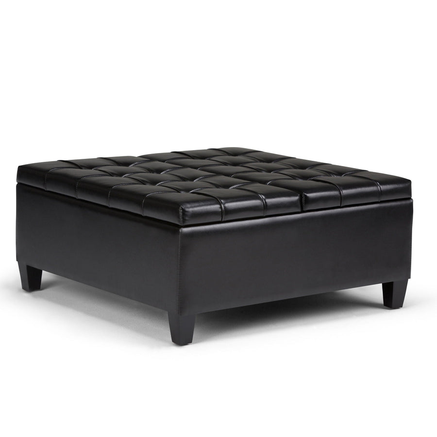 Large Storage Ottoman Coffee Table with Split Lift-Top - Faux Leather, Multiple Colors
