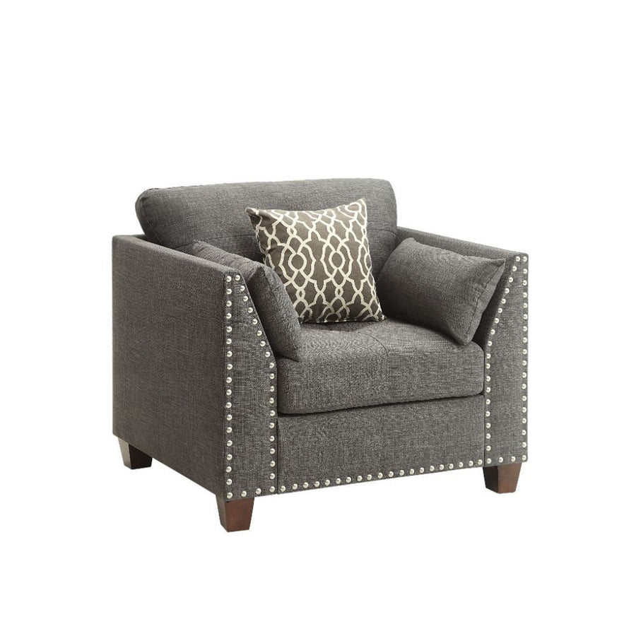 Laurissa - Chair With 3 Pillows - Light Charcoal Linen