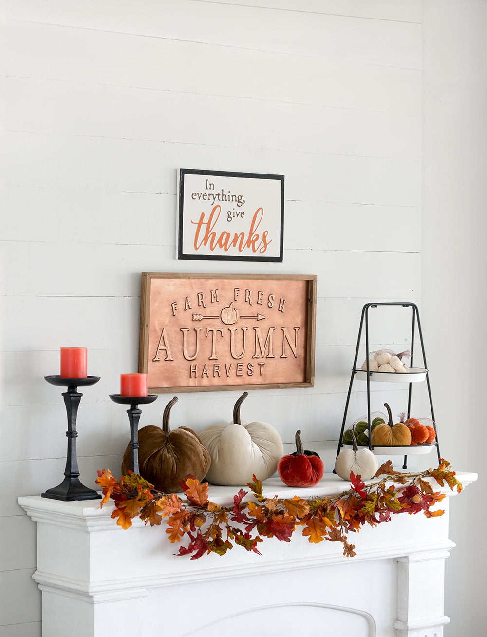 Set of 4 Velvety Pumpkins in Mesh Bag