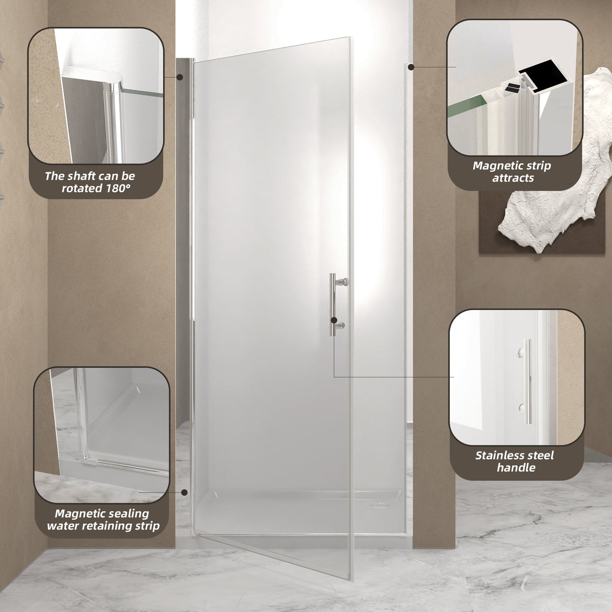 29-28"x 72" Pivot Shower Door