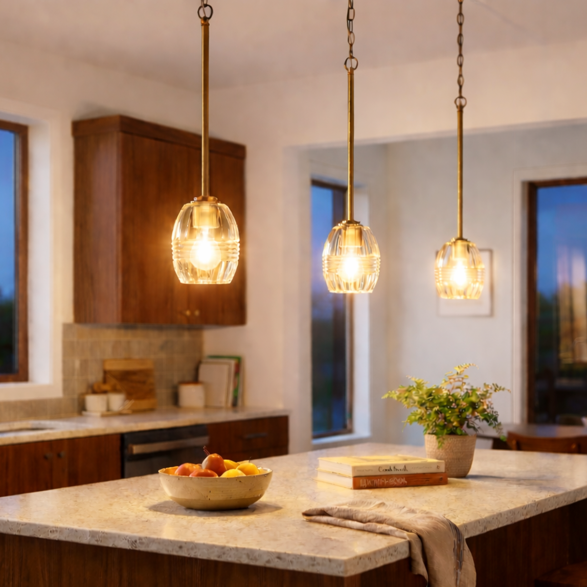 Vista Single Pendant Chain Hanging Light with Clear Glass - Satin