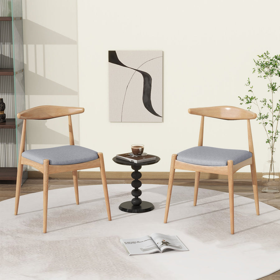 Set of 2 Rubberwood Dining Chairs with Ergonomic Backrest