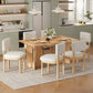 Dining Table Set With 6 Upholstered Chairs, Rectangular Table With Cutout Legs - view 4