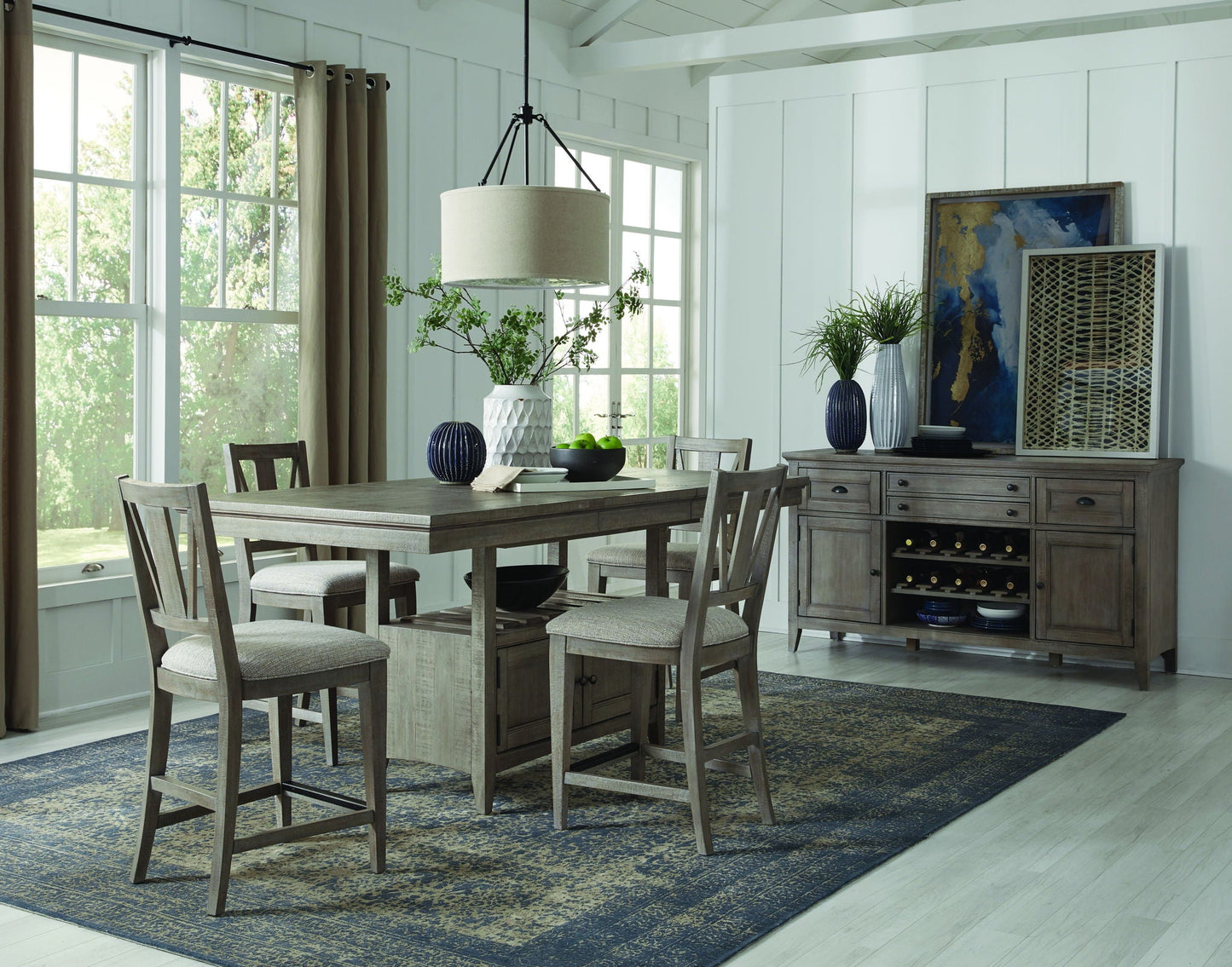 Paxton Place - Counter Chair With Upholstered Seat (Set of 2) - Dovetail Gray