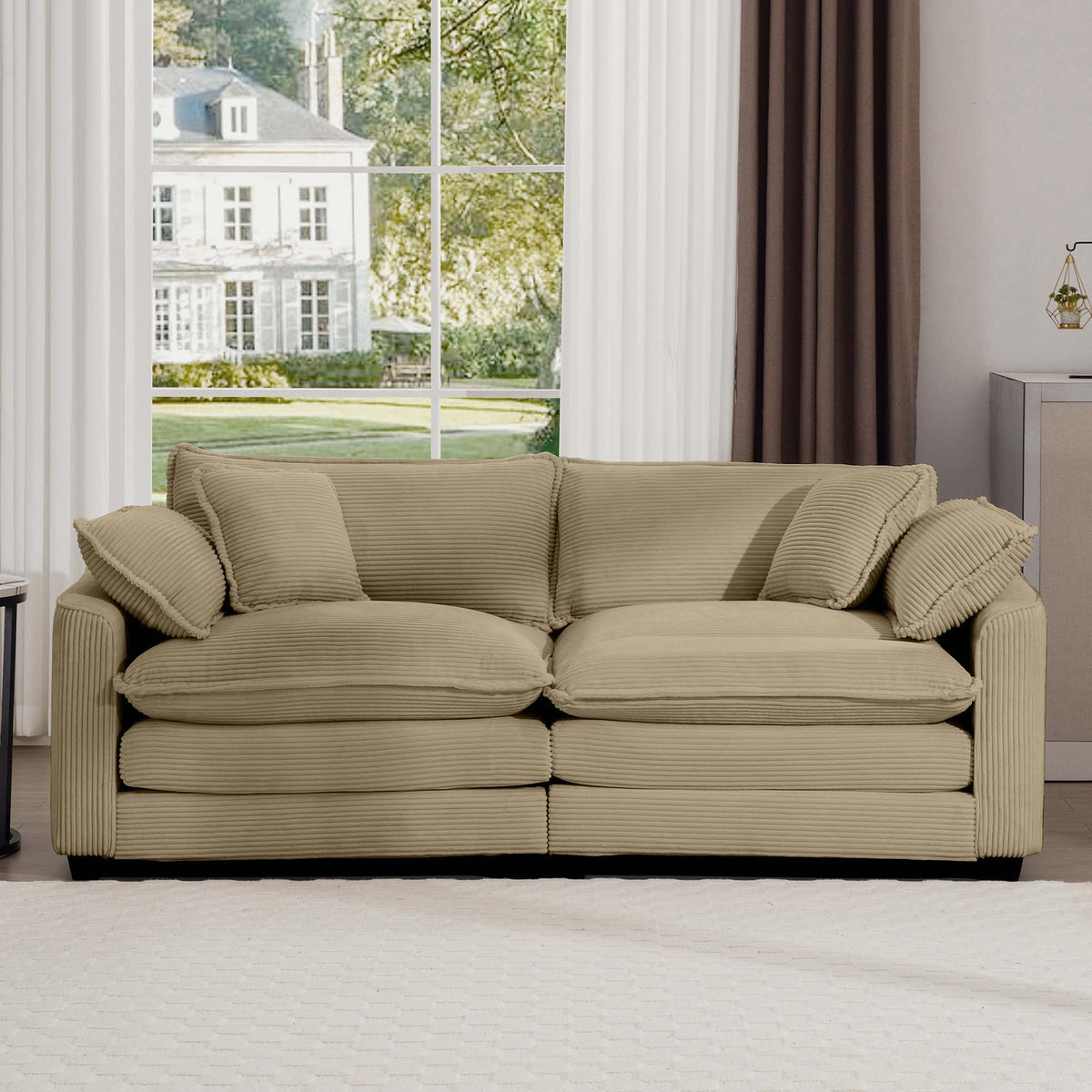 Modern 2 Seater With 4 Pillows, Upholstered Deep Seating Loveseat - view 8