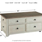 Bolanburg - Lift Top Cocktail Table - White / Brown / Beige
