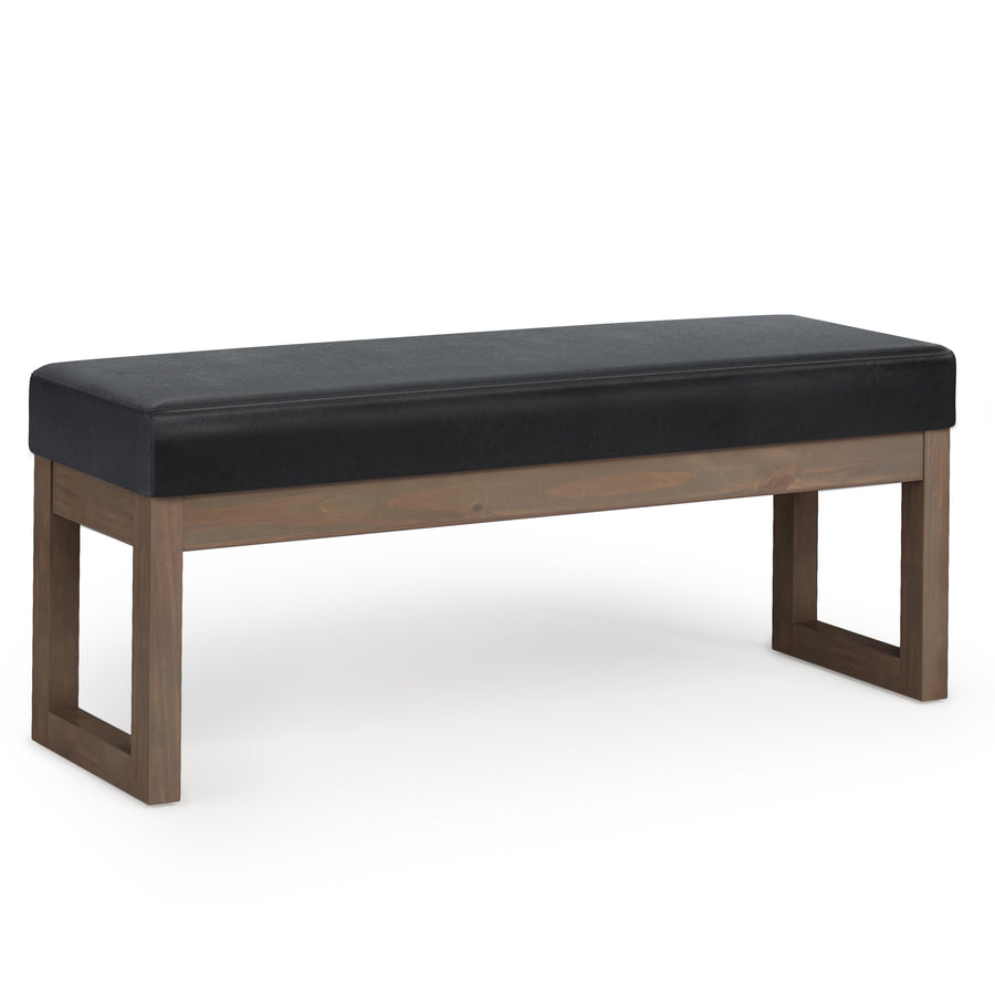 Milltown Large Ottoman Bench with Solid Wood Frame - Midnight Black