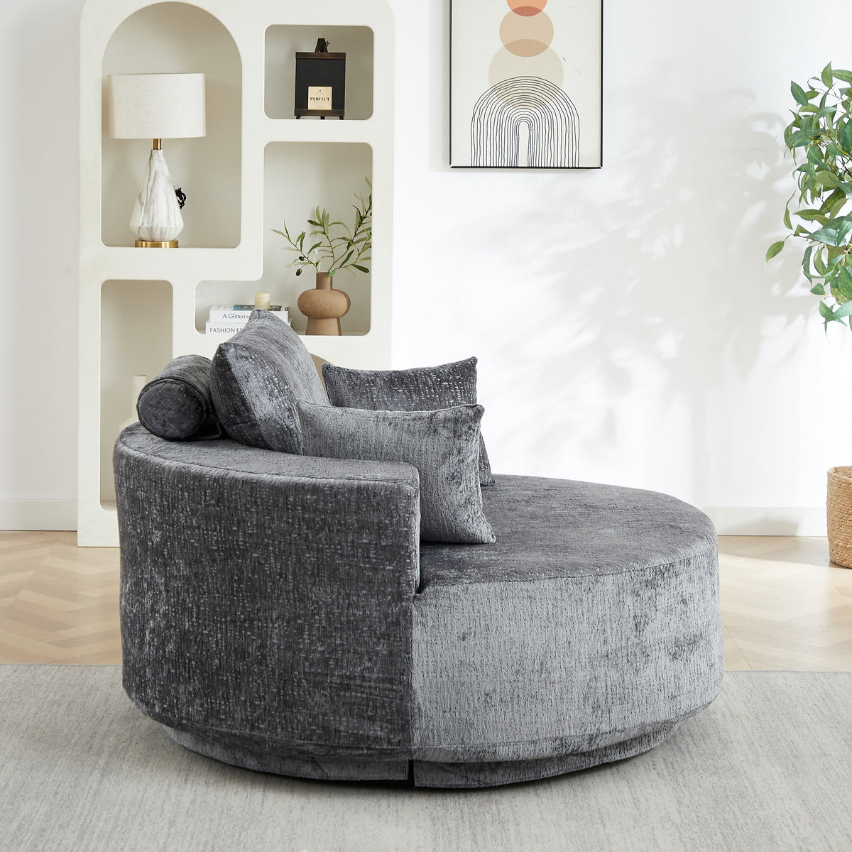 55''L Polyester Foam Single Swivel Chair