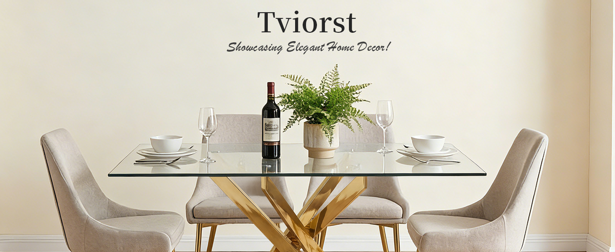 Modern Rectangular Glass Table in Golden Frame