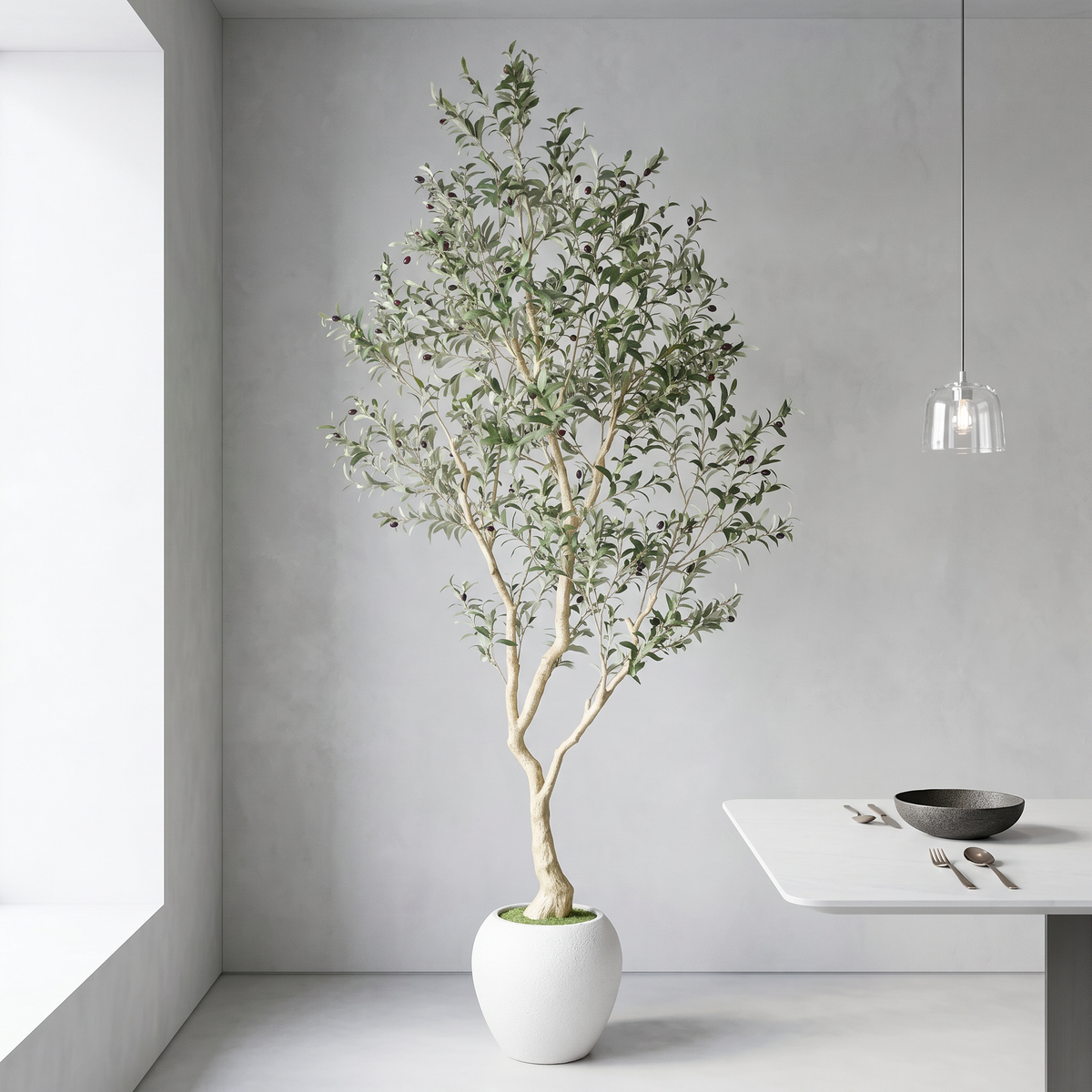 8.2FT Artificial Olive Tree With Big Decorative Planter
