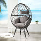 Aeven - Patio Lounge Chair - Light Gray Fabric & Black Wicker