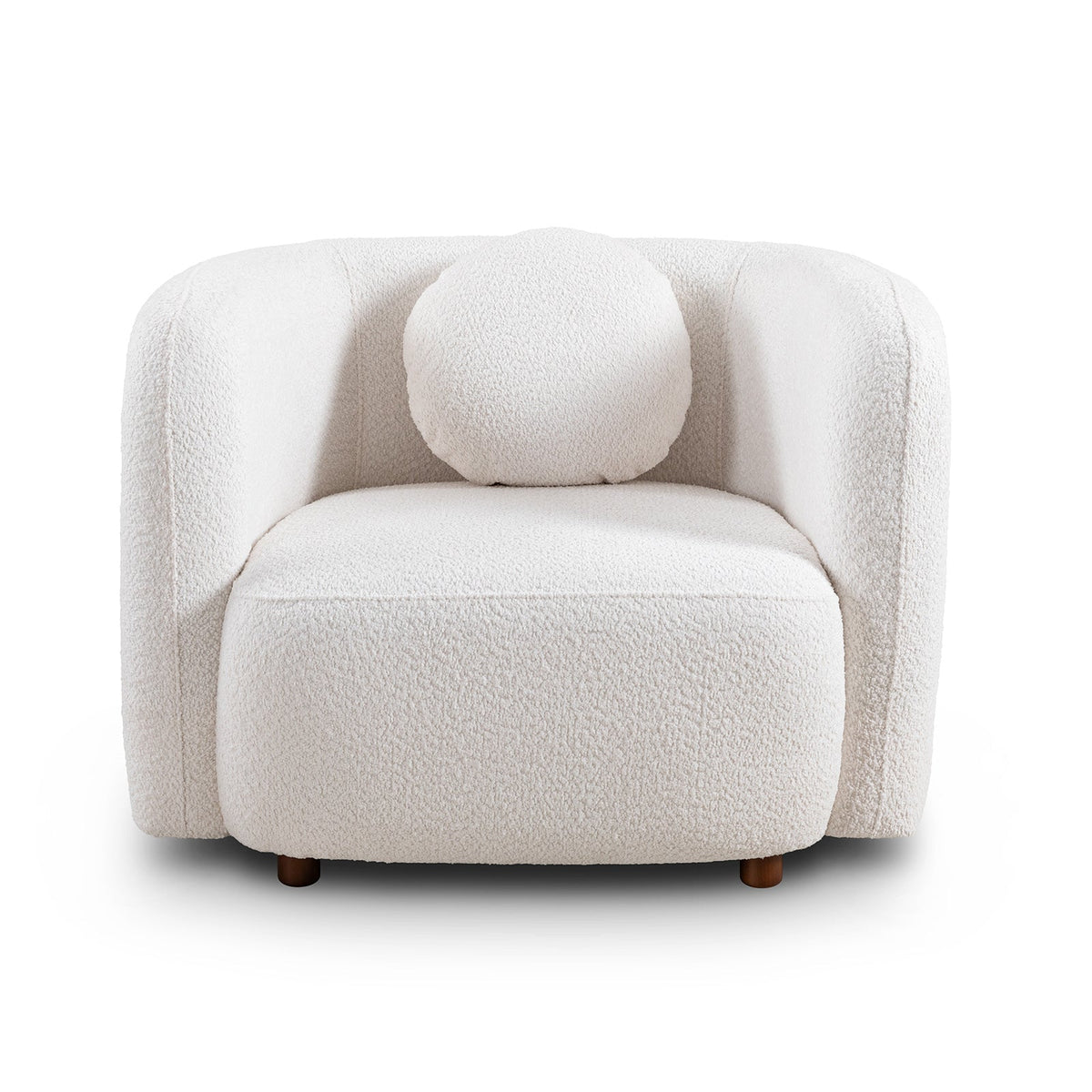 Accent Square Sofa Chair - Boucle Fabric Upholstered
