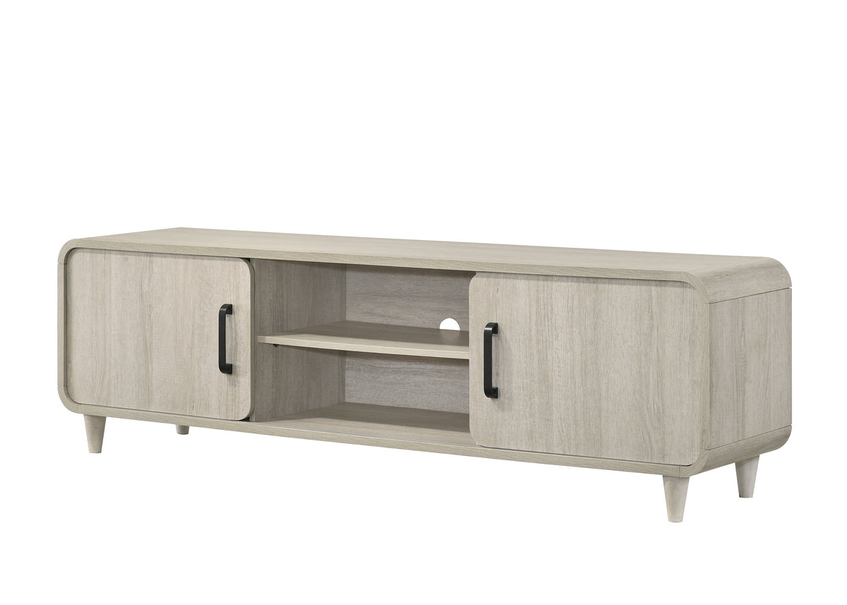 1pc TV Stand - Contemporary Light Wood Finish with Sliding Doors