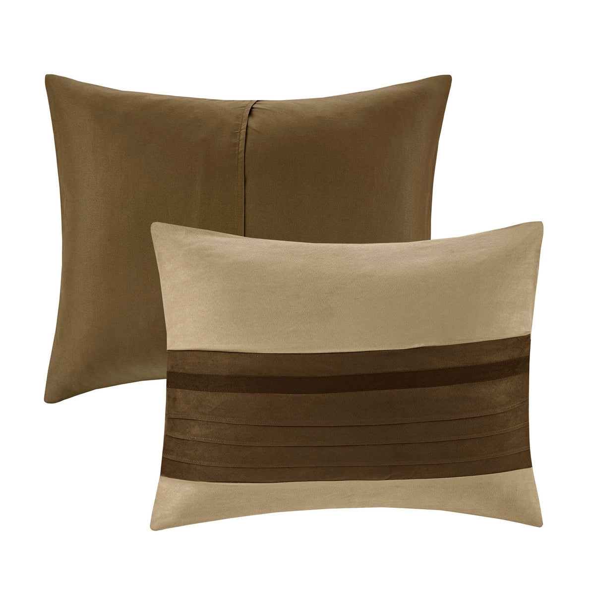 7 Piece Faux Suede Comforter Set Natural Queen