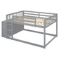 Full Over Full Bunk Bed with 4 Drawers and 3 Shelves - Gray