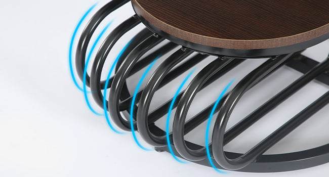 19.68" Round Vintage End Table with 2-Tier Storage – Rustic