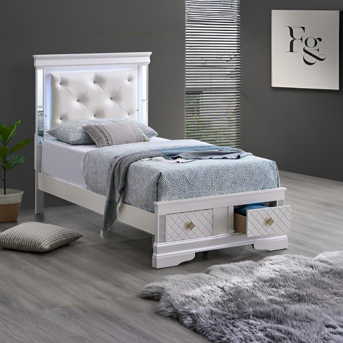 Verona G6735B-TSB Twin Bed in Pearl