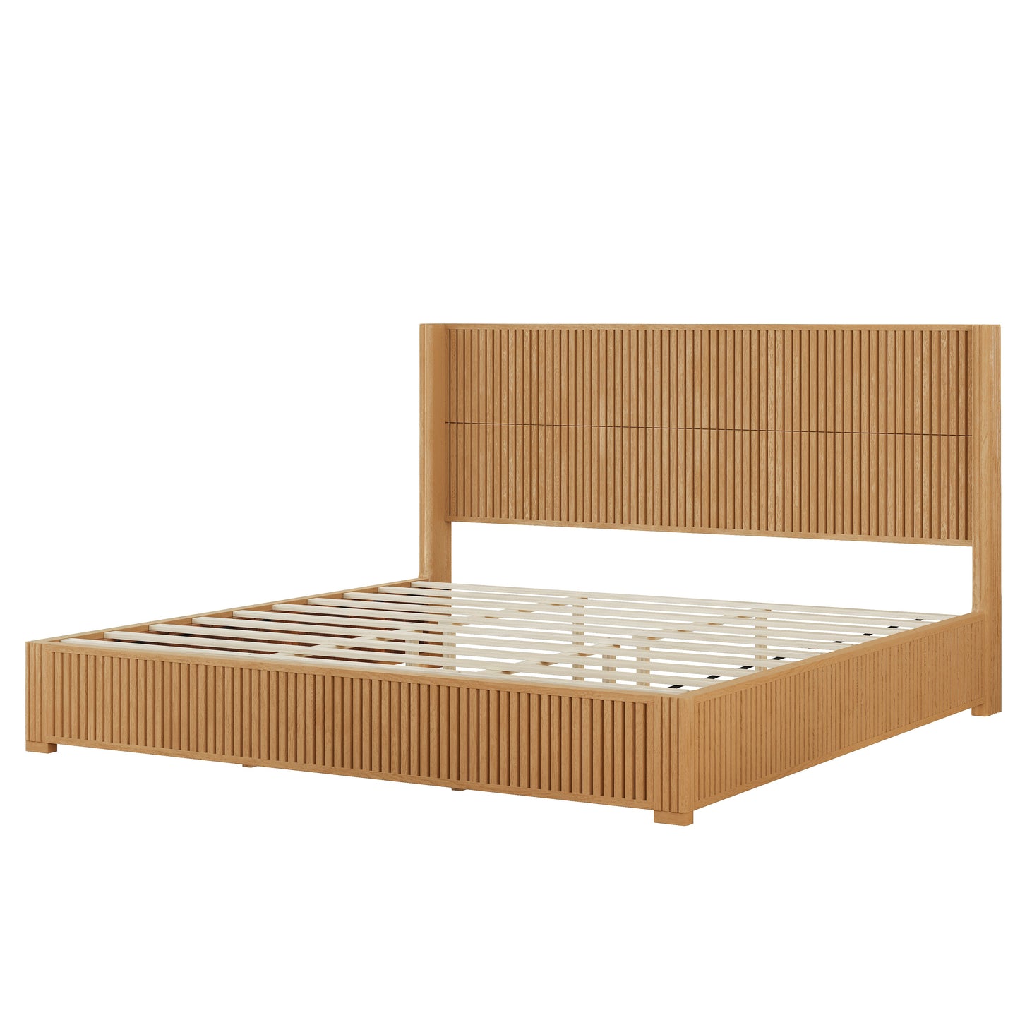 Solid Wood Platform Bed Frame with Headboard - King Size