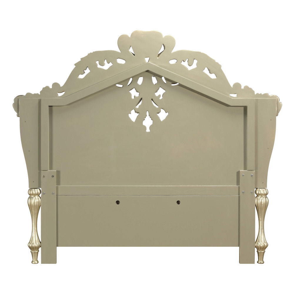 Vatican - Eastern King Bed - Synthetic Leather, Light Gold & Champagne Silver