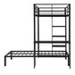 Metal Loft Bed Frame with LED Light Strip, Side Storage Shelves & Built-in Desk