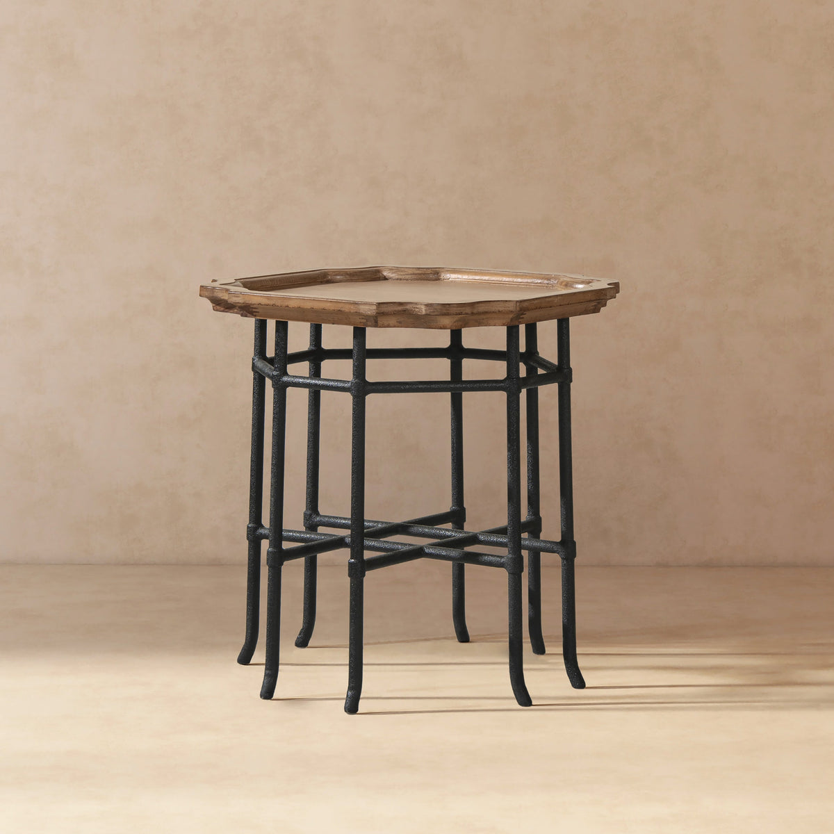 Foundry 24" Square Reclaimed Pine Wood & Iron Side Table