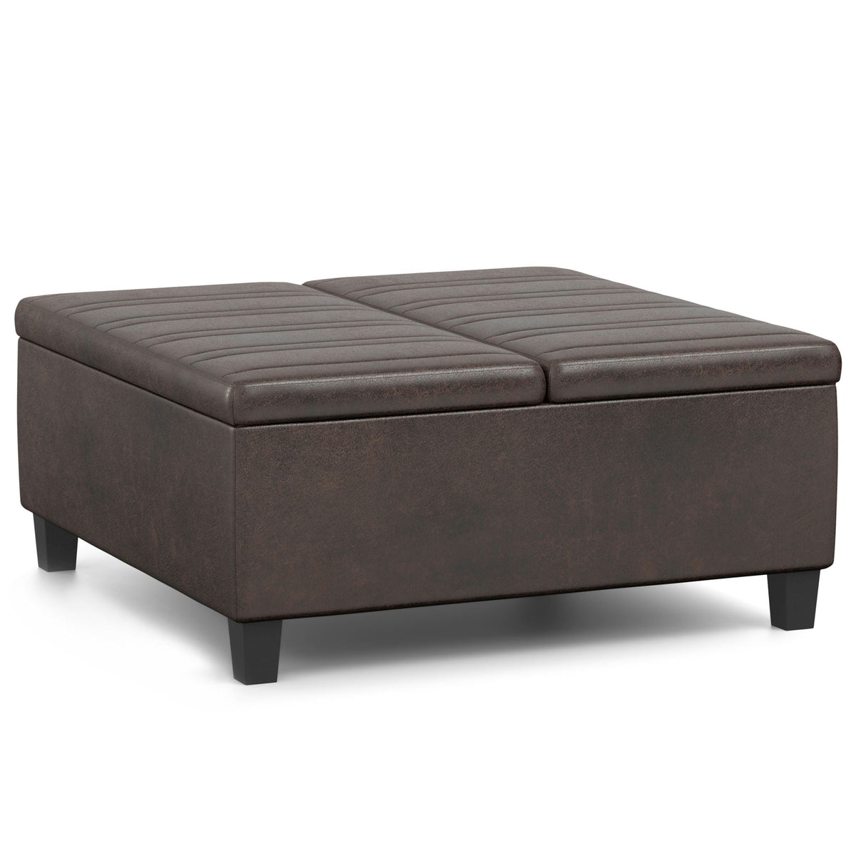 Upholstered Coffee Table Storage Ottoman with Split Lift Top - Dark Brown