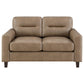 Scotland Faux Leather Upholstered Track Arm Loveseat Brown - view 2