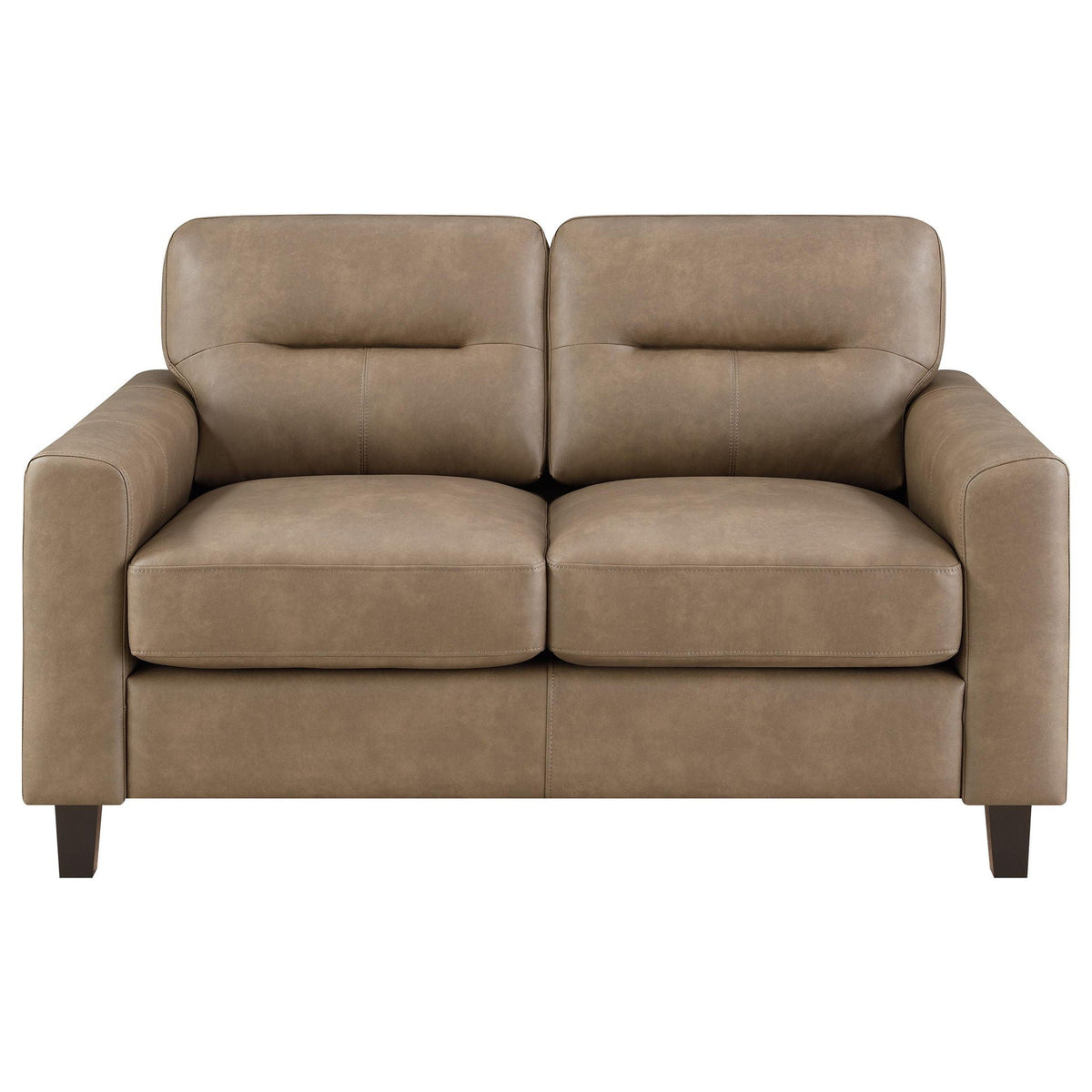 Scotland Faux Leather Upholstered Track Arm Loveseat Brown - view 2