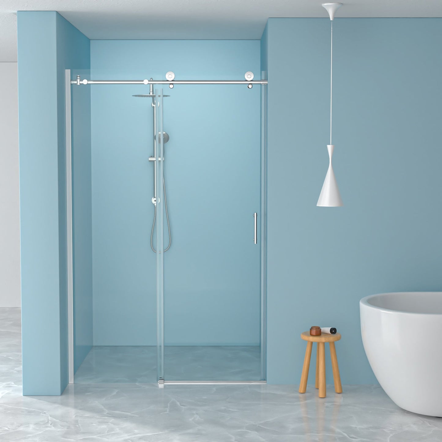 Single Sliding Bypass Shower Enclosure - 48" W x 76" H