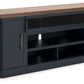 Landocken - XL TV Stand W/Fireplace Option - Brown / Blue