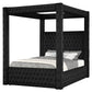 Majestic Canopy Four-poster Queen Bed Tufted Headboard and Footboard