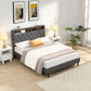 King-Size Upholstered Platform Bed Frame with Modern Button-Tufted