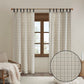 Plaid Faux Leather Tab Top Curtain Panel with Fleece Lining