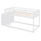 Twin Over Twin Bunk Bed with 4 Drawers and 3 Shelves - White