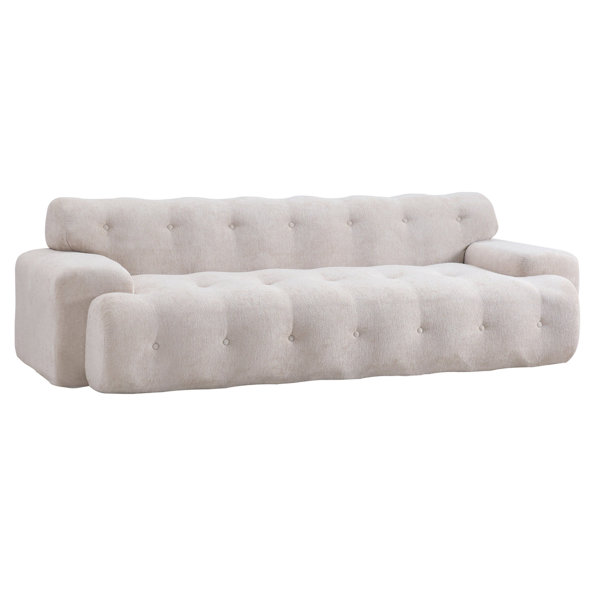 88 in. Cloud 3 Seater Chenille Sofa with Button Tufted Upholstery - Neutral
