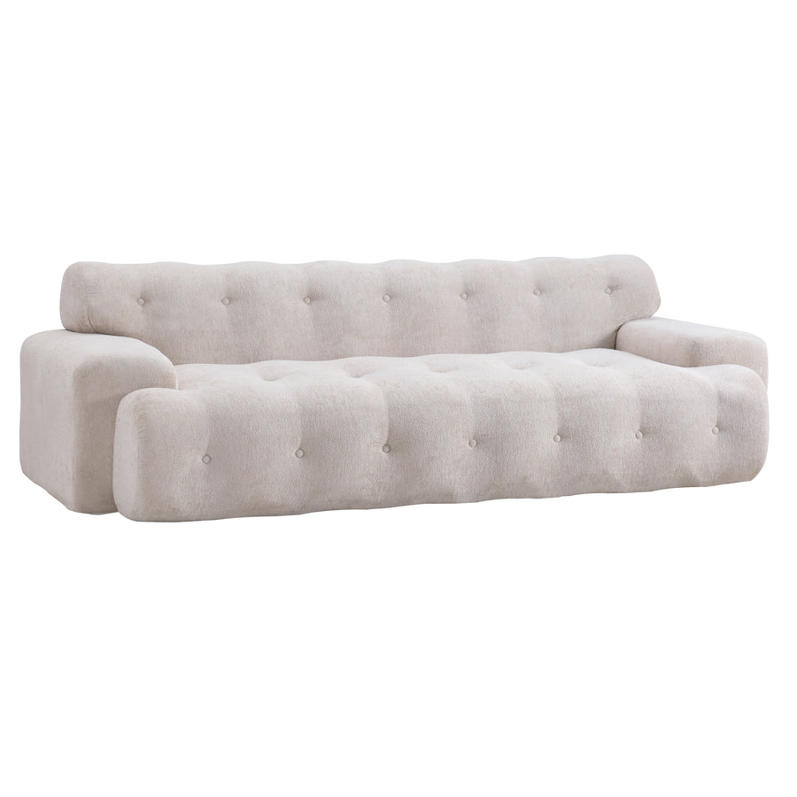 88 in. Cloud 3 Seater Chenille Sofa with Button Tufted Upholstery - Neutral