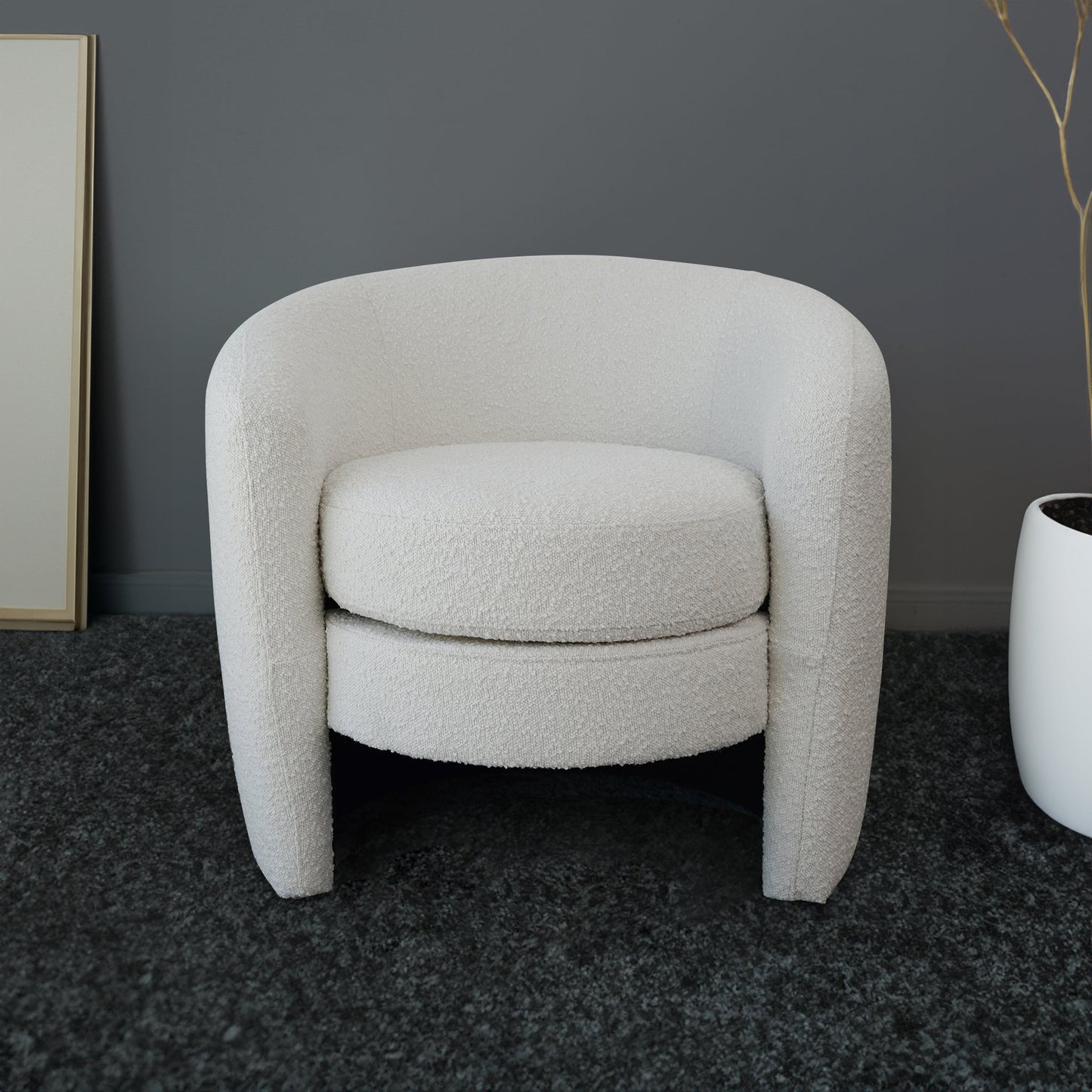 Avalon White Boucle Lounge Chair
