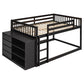 Full Over Full Bunk Bed with 4 Drawers and 3 Shelves - Espresso