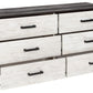 Shawburn - Six Drawer Dresser - Pewter-tone pulls - White / Black / Gray