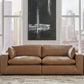 Emilia - 3 Pc. - 2-Piece Sectional Loveseat, Ottoman - Caramel