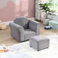 Kids Recliner Chair, Kids Upholstered Couch With Ottoman - Gray - view 3