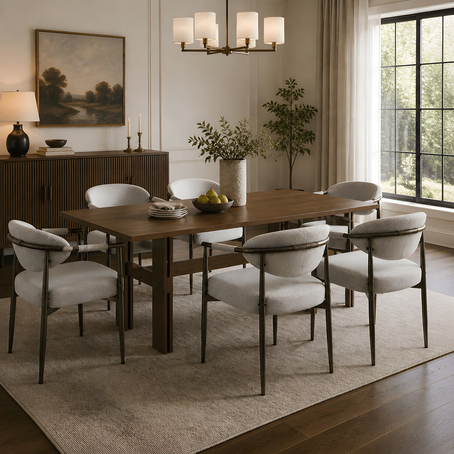 7 Pieces Modern Oval Dining Set