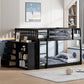 Full Over Full Bunk Bed with 4 Drawers and 3 Shelves - Espresso