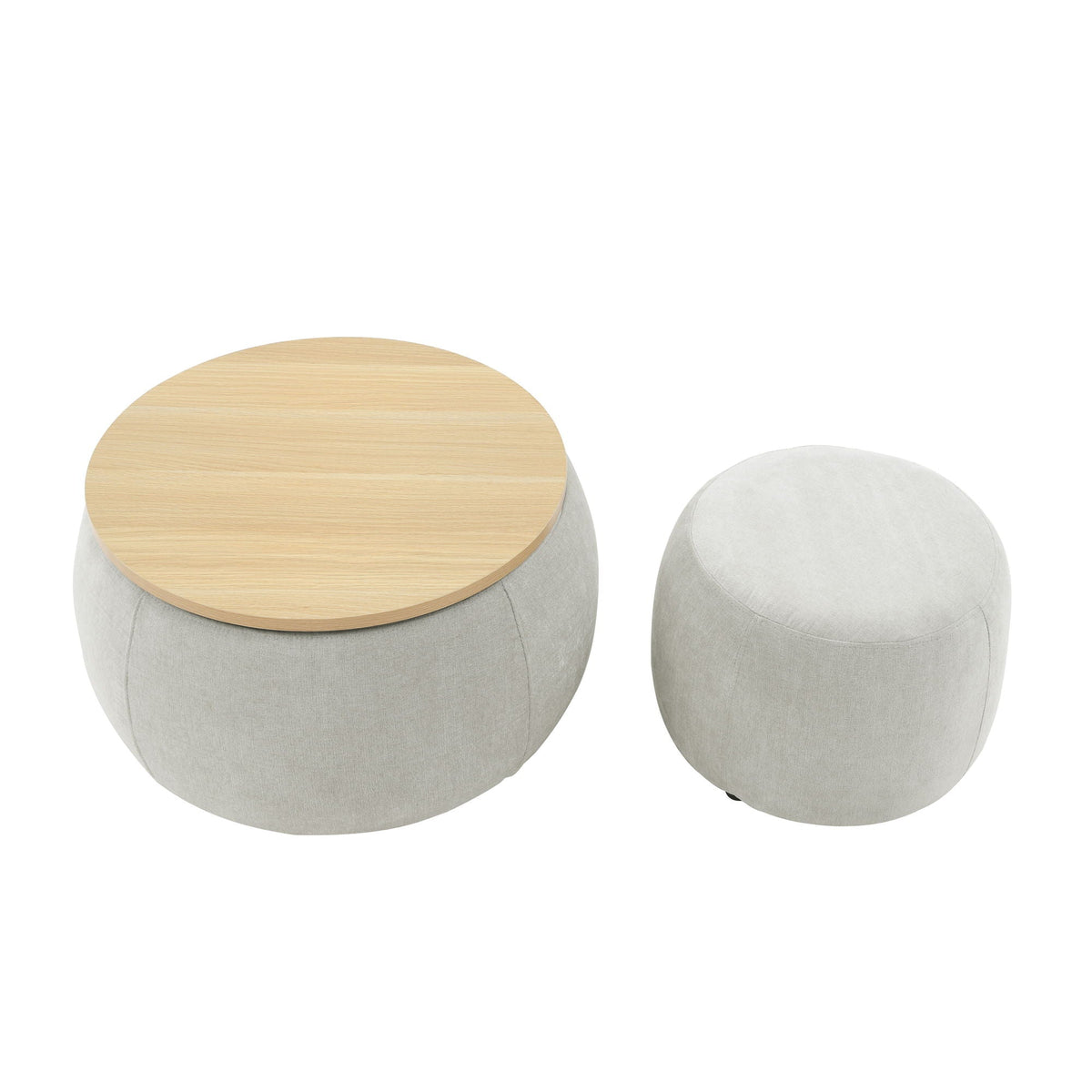 Round Storage Ottoman, 2 In 1 Function, End Table And Ottoman - view 2
