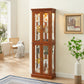 Lighted Curio Cabinet with Adjustable Shelves and Mirrored Back Panel